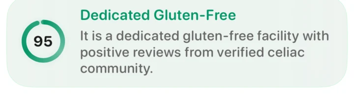 A 95 out of 100 celiac safety score for a dedicated gluten-free restaurant