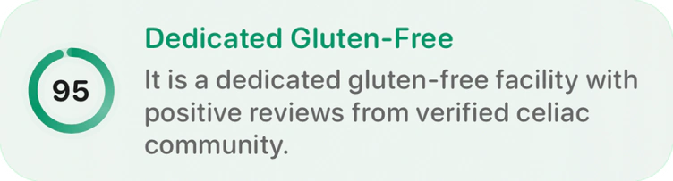 A 95 out of 100 celiac safety score for a dedicated gluten-free restaurant