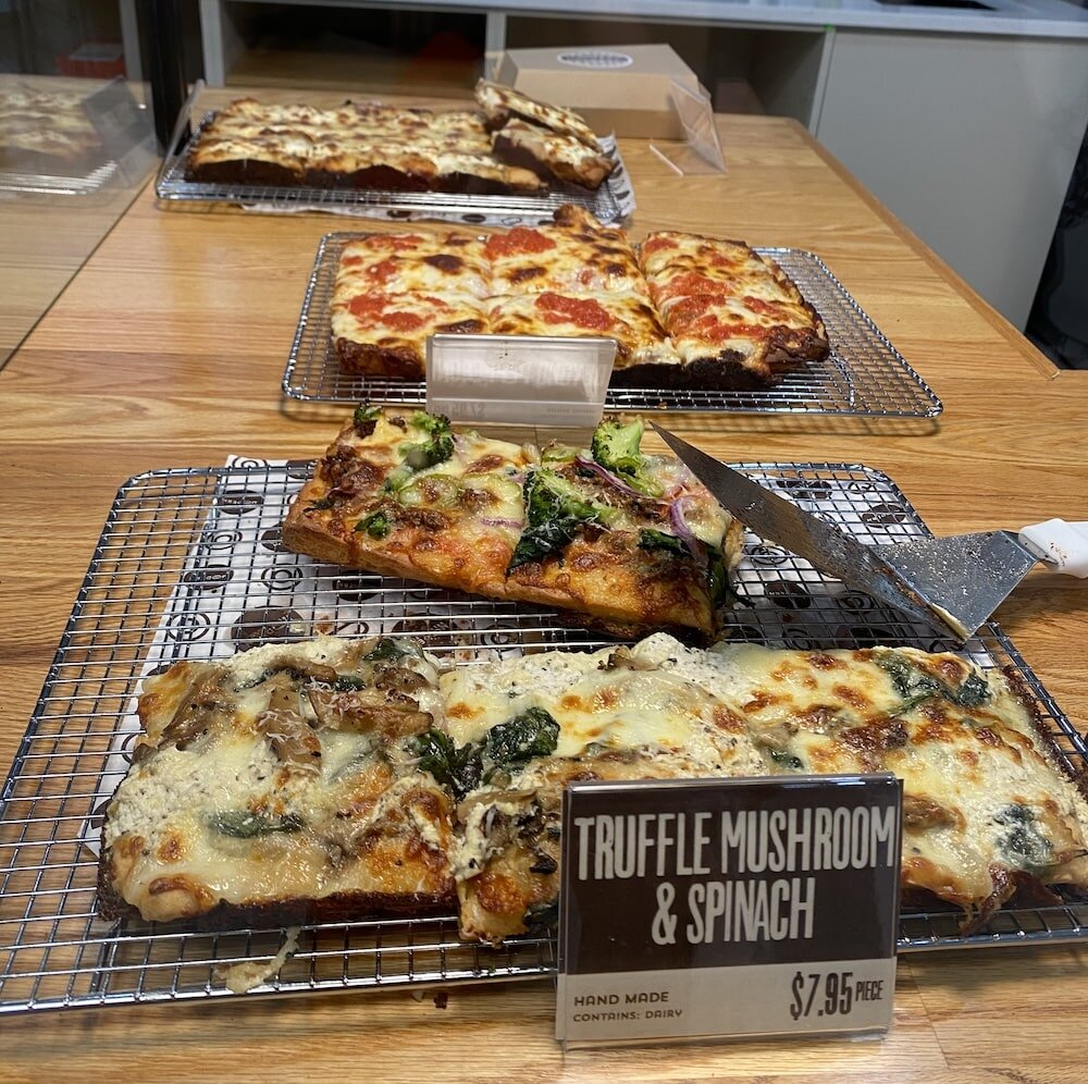Gluten-free grandma pizza from Modern Bread and Bagel